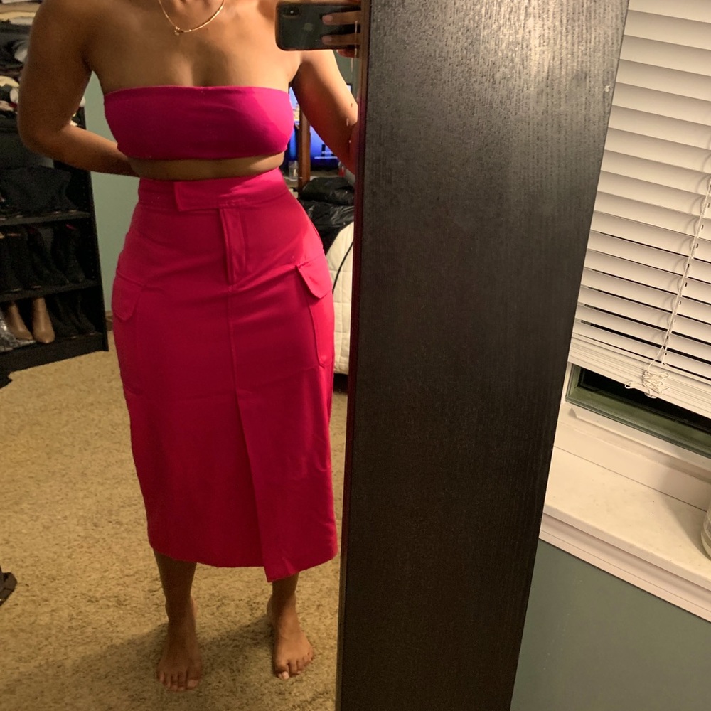 Topshop MIDI pink cargo skirt Medium